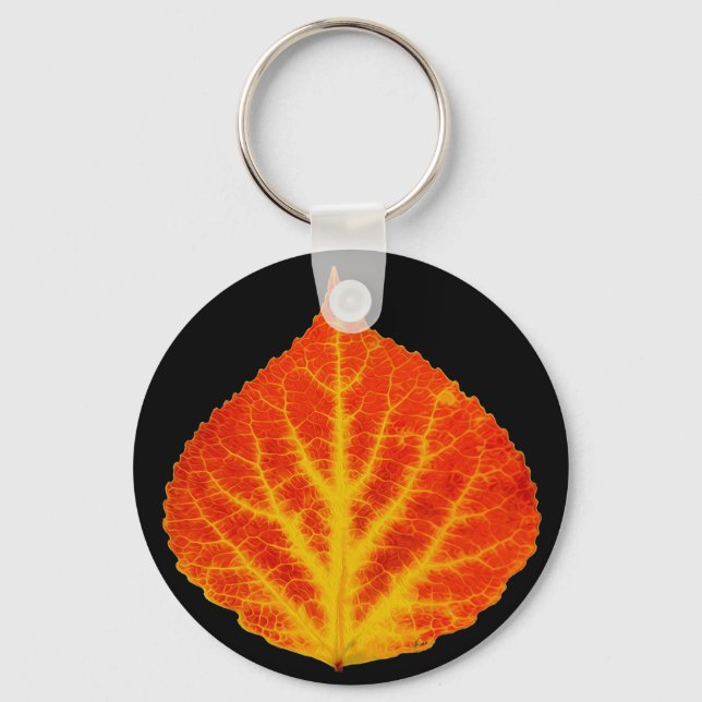 Porte-clés Feuille d'Aspen rouge et jaune #10 (Recto)