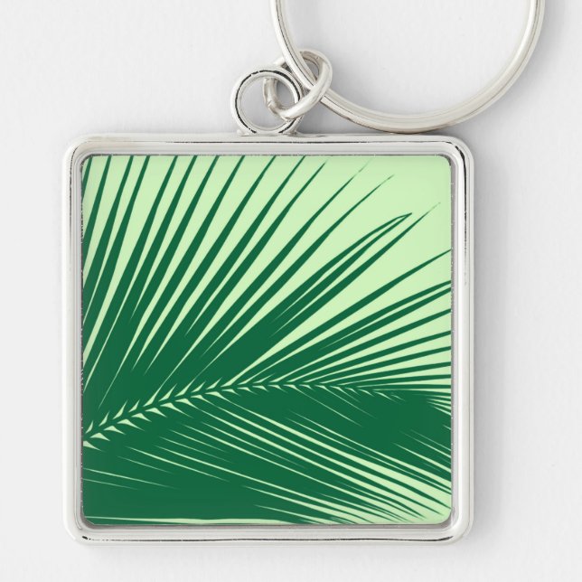 Porte-clés Feuille de palme - émeraude et vert citron (Devant)