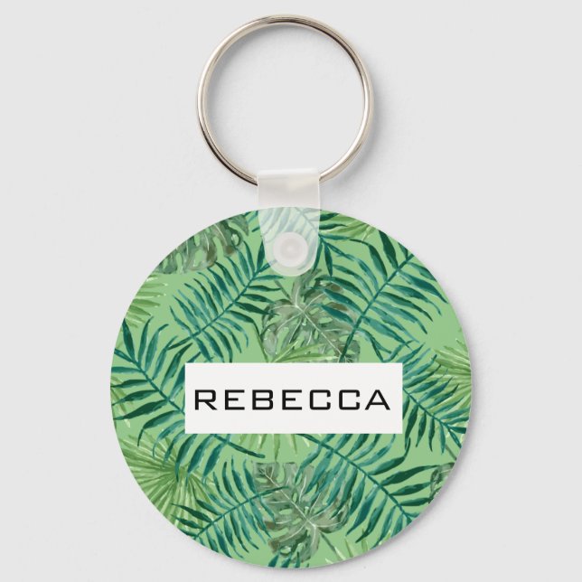 Porte-clés Feuille de palmier Tropical Moderne Porte - clé Mo (Recto)