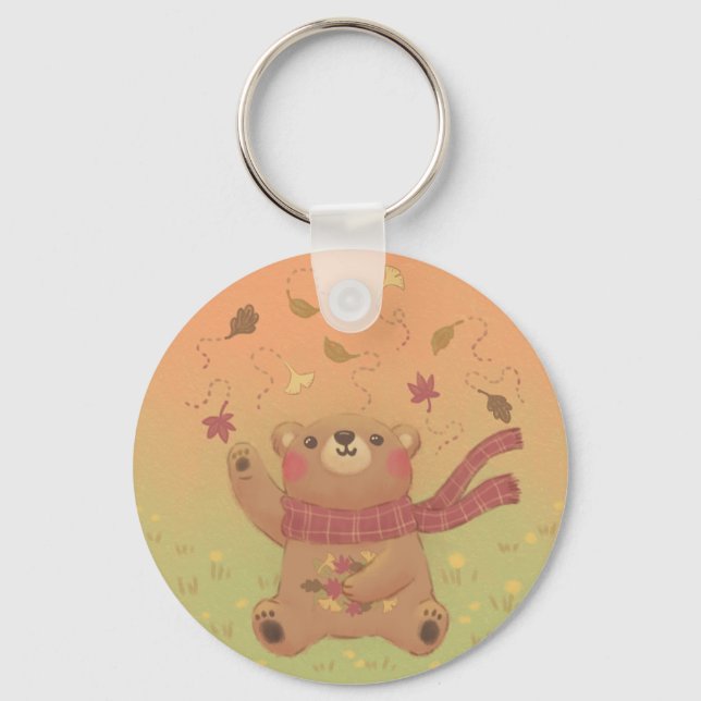 Porte-clés Feuilles automnales de l'automne de Teddy Bear (Recto)