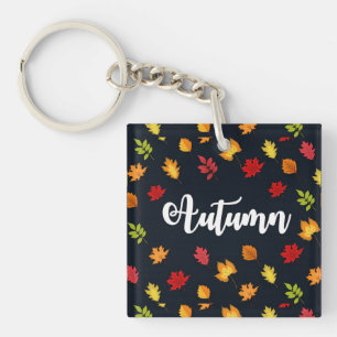 Porte-clés Feuilles Automnes Tombantes Rouge Orange Jaune