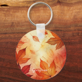Porte-clés Feuilles d'aquarelle autummonique personnalisée