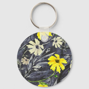 Porte-clés Feuilles d'automne, baies : motif d'aquarelle.