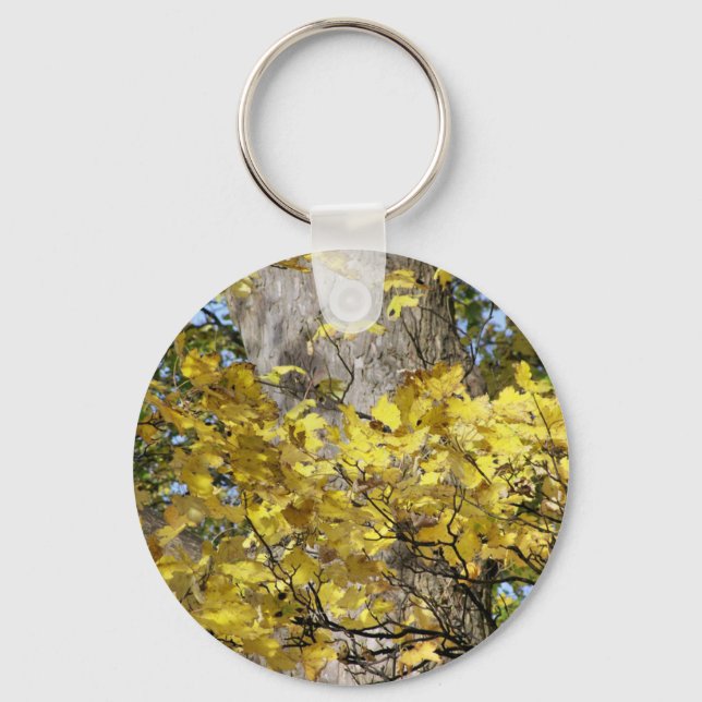 PORTE-CLÉS FEUILLES D'AUTOMNE JAUNE (Recto)