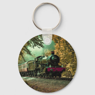 Porte-clés Feuilles de chute Vintages rétro de la locomotive