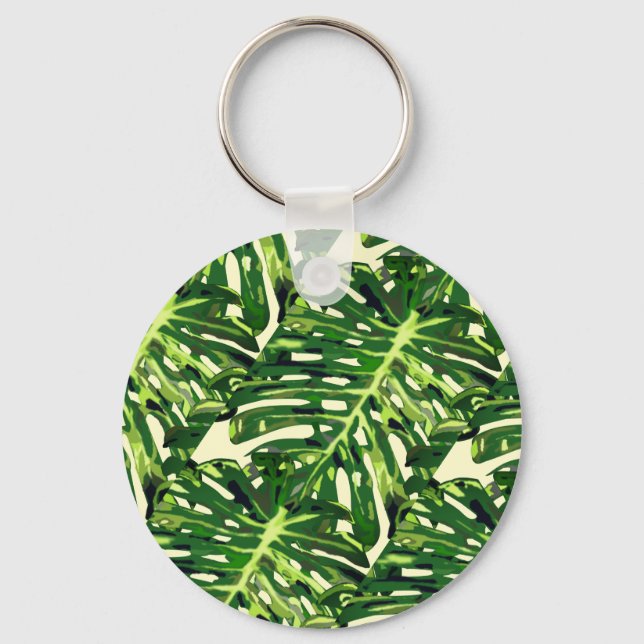 Porte-clés Feuilles de Monstera Tropical (Recto)