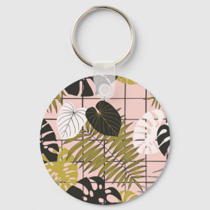 Porte-clés Feuilles de palmiers tropicaux, été élégant.