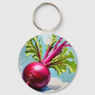 Porte-clés Feuilles Magenta de Betterave Vibrantes