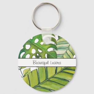Porte-clés Feuilles Tropicaux En Aquarelle