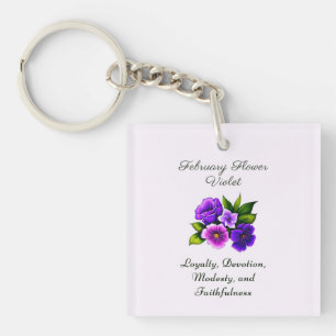 Porte-clés Février Mois de naissance Violet Fleur Delicet Flo
