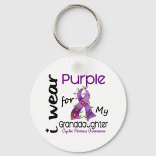 Porte-clés Fibrose kystique Je Porte Violet Pour Ma Petite-Fi