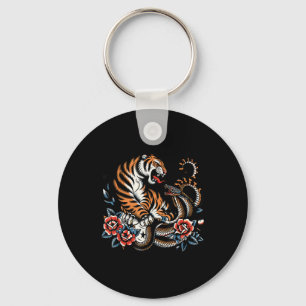 Porte-clés Fierce Tiger Et Snake Fight Design Clic Tattoo St