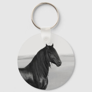 Porte-clés Fière Friesienne cheval d'étalon noir