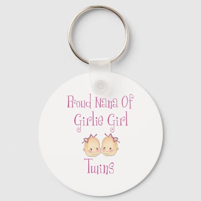 Porte-clés Fière Nana de filles jumelles (Recto)