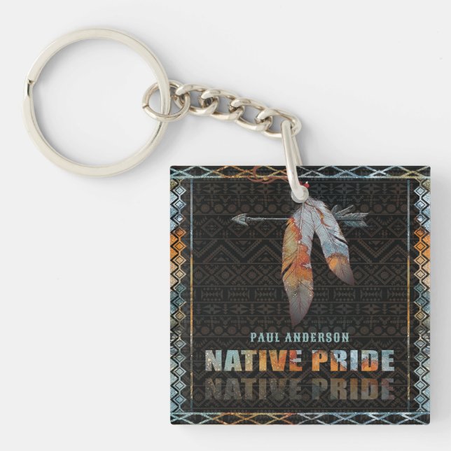 Porte-clés Fierté autochtone Plumes indienne Arrow tribale ré (Devant)