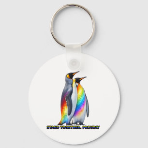 Porte-clés Fierté de pingouin arc-en-ciel debout ensemble