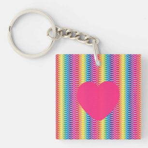 Porte-clés Fierté de Sirène Arc-en-Ciel Cœur