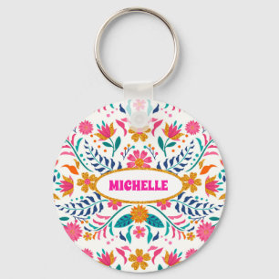 Porte-clés Fiesta colorée Fleur mexicaine Espagne Latina