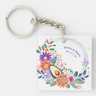 Porte-clés FIESTA Folkart Fleurs Avocat Personnalisé