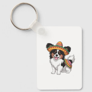 Porte-clés Fiesta Papillon Chien portant Sombrero et Sarape