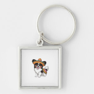 Porte-clés Fiesta Papillon Chien portant Sombrero et Sarape