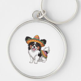 Porte-clés Fiesta Papillon Chien portant Sombrero et Sarape