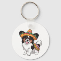 Fiesta Papillon Chien portant Sombrero et Sarape