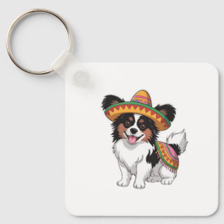Porte-clés Fiesta Papillon Chien portant Sombrero et Sarape