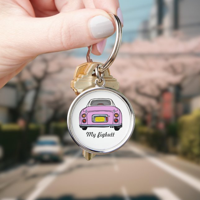 Porte-clés Figarations Funny Pink Figaro Nom du conducteur de (Cute candy pink figaro car keychain with space for your name)