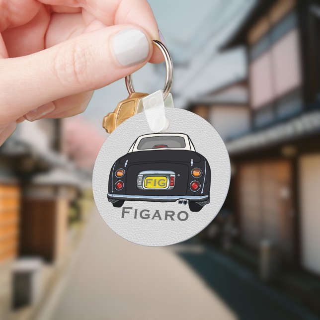 Porte-clés Figarations Jote Black Figaro Nom du conducteur de (Add your name and initials to this cute black figaro car keychain.)