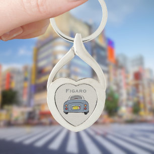 Porte-clés Figarations Lapis Grey Figaro Voiture Coeur Argent