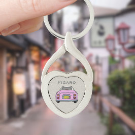 Porte-clés Figarations Rose Figaro Voiture Monogramme Coeur A