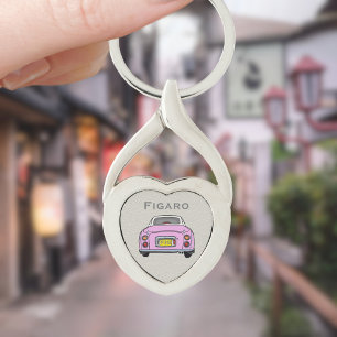 Porte-clés Figarations Rose Figaro Voiture Monogramme Coeur A
