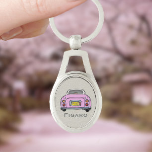 Porte-clés Figarines rose Figaro Voiture Monogramme Oval Arge