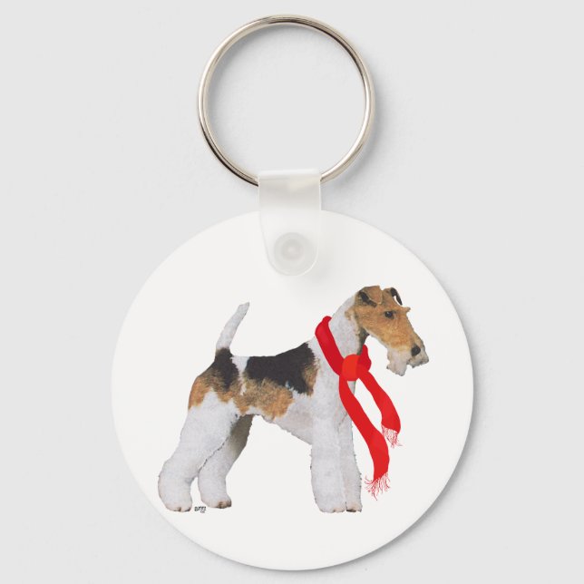 Porte-clés Fil Fox Terrier dans un Écarf (Recto)