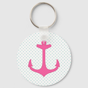 Porte-clés Fille Ancre rose Polka Dot Design nautique