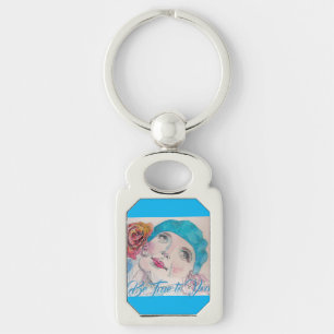 Porte-clés Fille avec Rose rouge Beret Soyez fidèle à vous 