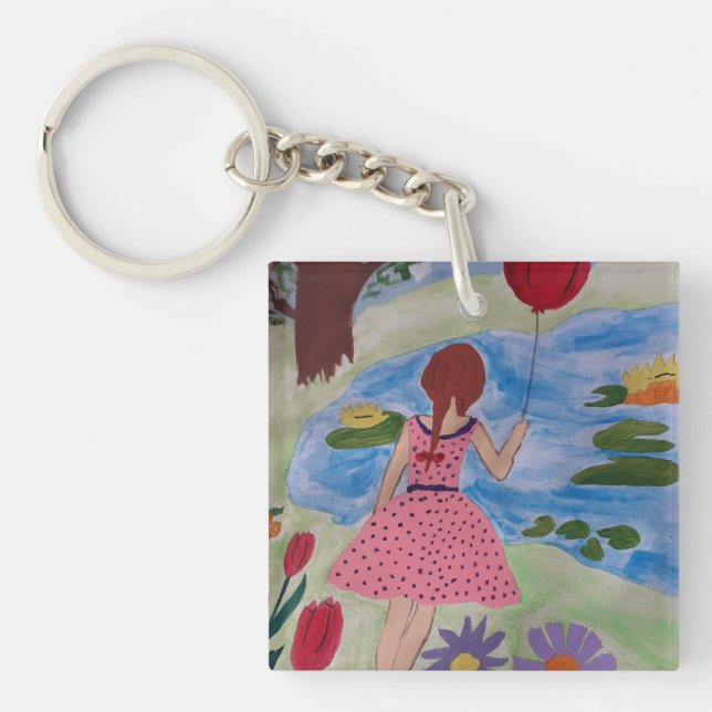 Porte-clés Fille Ballon Rouge (Devant)