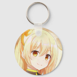 Porte-clés Fille blonde souriante aux yeux ambrés manga anime