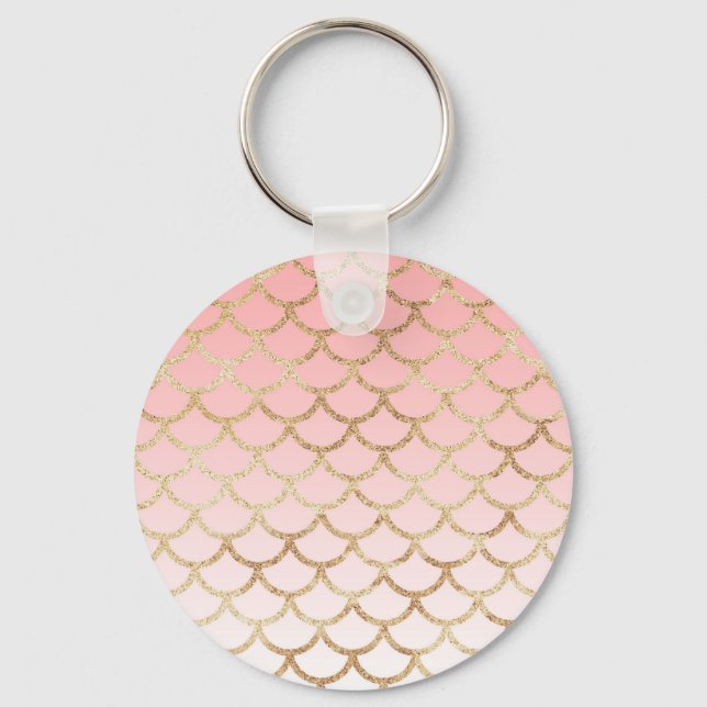 Porte-clés Fille Blush rose et Parties scintillant de sirène  (Recto)
