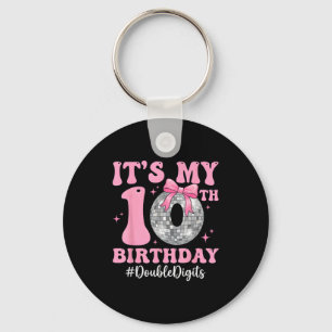 Porte-clés Fille de 10 ans anniversaire double chiffres noeud