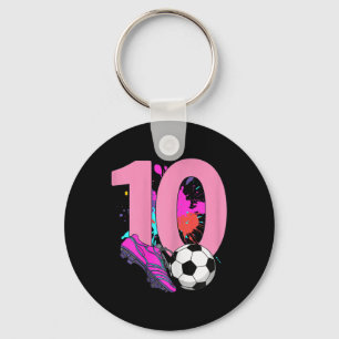 Porte-clés Fille de 10 ans footballeuse pour 10ème anniversai