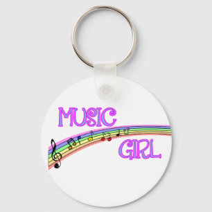 Porte-clés Fille de musique arc-en-ciel