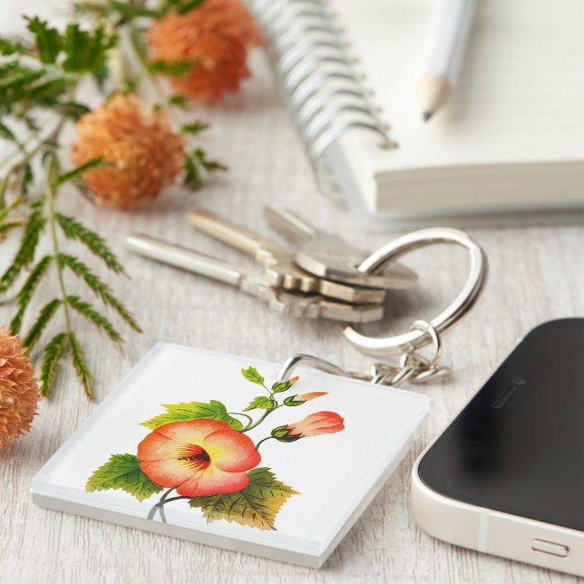 Porte-clés Fille Elegant Porte - clé floral orange (Devant Droit)