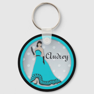 Porte-clés Fille élégante classique dans la turquoise et le