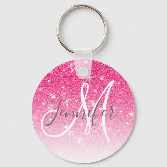 Porte-clés Fille Glam Hot rose Parties scintillant étincelles (Recto)