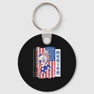 Porte-clés fille japonaise d'anime patriotique américaine du