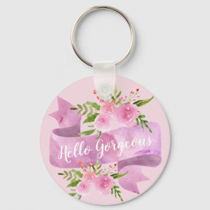 Porte-clés Fille Joli Chic Floral Rose Rose Rose Rose Bonjour