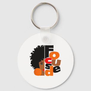 Porte-clés Fille noire concentrée Mélanine Art afro-américain