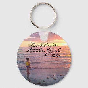 Porte-clés Fille personnalisée Photo Daddys Petit Script fill